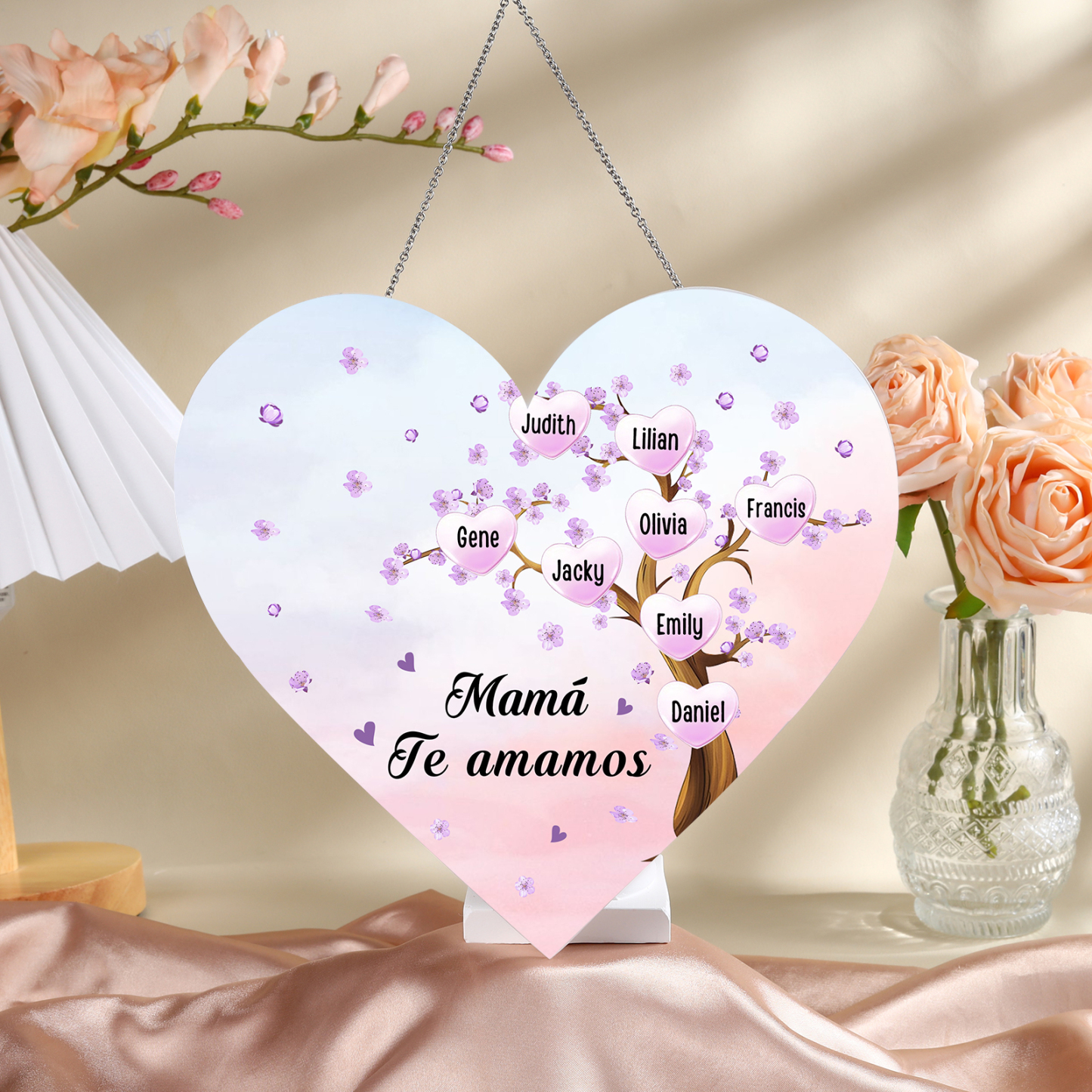 A mi mamá/abuela-Lámpara Colgante Personalizada con 2-8 Nombres y Texto "árbol" 3D Ilusión Luz de Noche-Jessemade ES