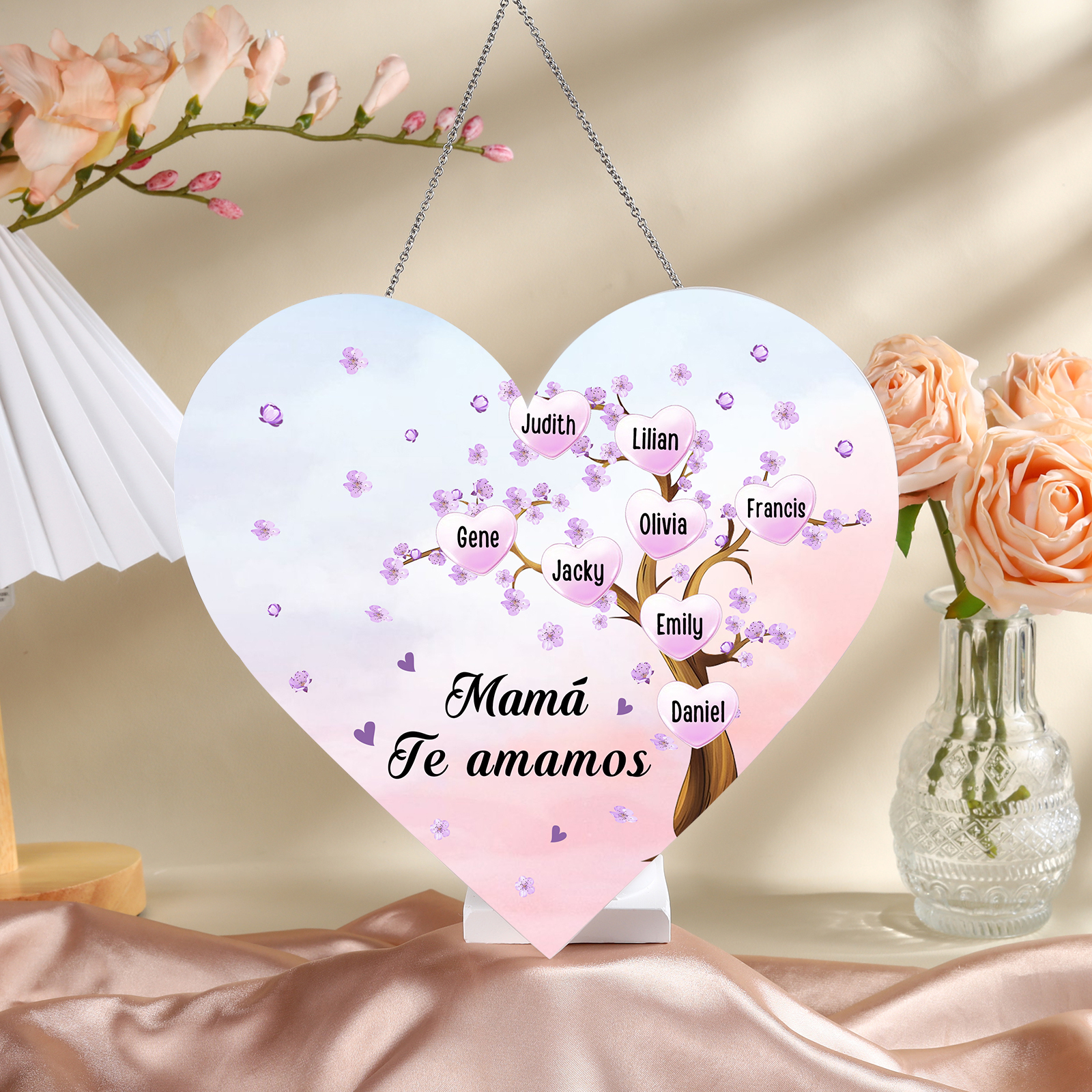 A mi mamá/abuela-Lámpara Colgante Personalizada con 2-8 Nombres y Texto "árbol" 3D Ilusión Luz de Noche-Jessemade ES