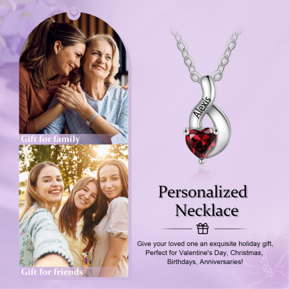 Collar de corazón 1-6 nombres y piedras personalizados-Jessemade ES