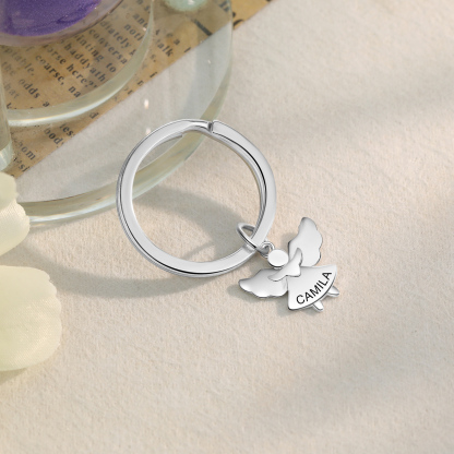 Llavero con colgante de ángel amuleto de guardia personalizado con 1 nombre-Jessemade ES