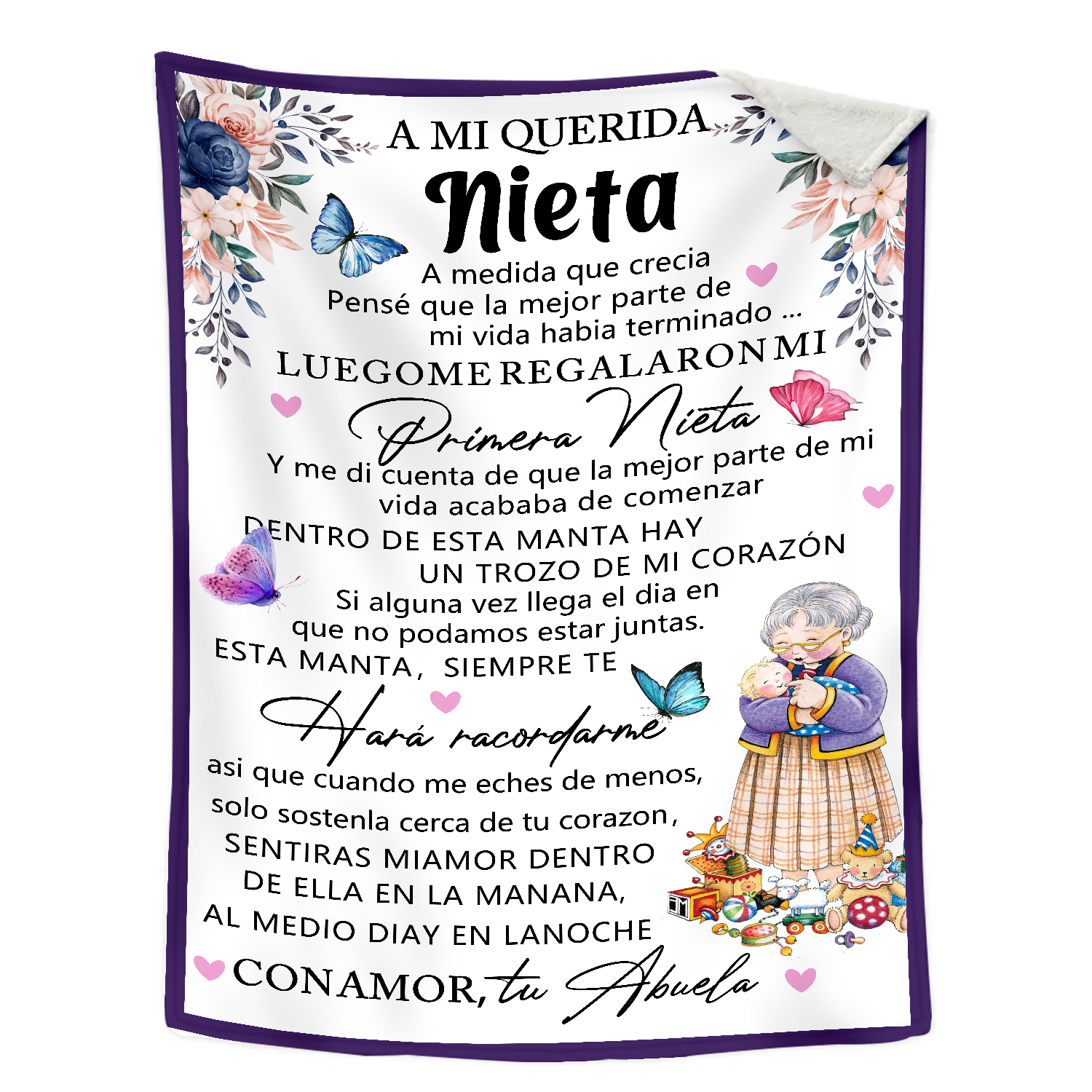 A mi nieta de abuela - Manta de buen calidad con frase amoroso-Jessemade ES