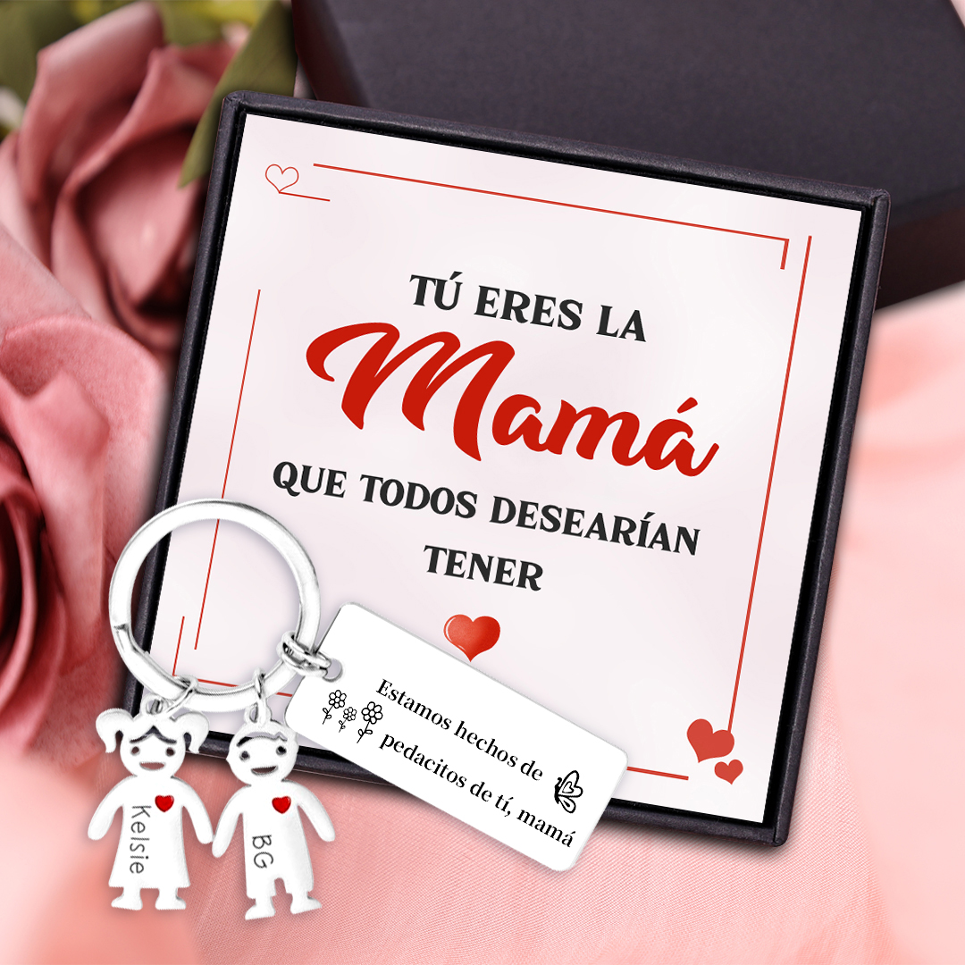 A mi mamá - Llavero 1-6 Nombres Personalizado con Charms de Niños-Jessemade ES