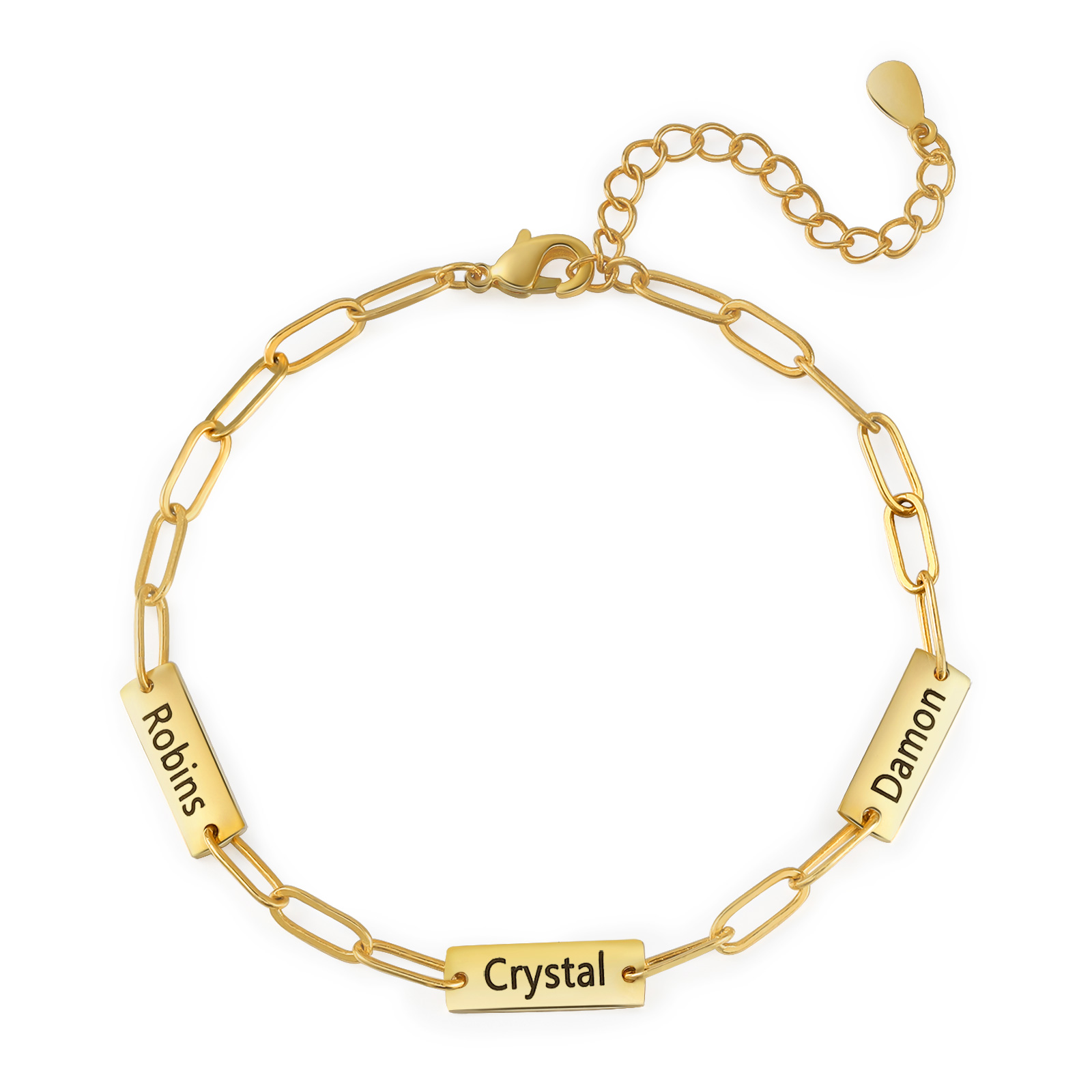 Pulsera para mujer con placas personalizadas con 3 nombres-Jessemade ES