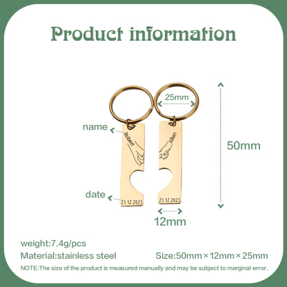 A mi querido-Llavero con corazón encajado para pareja pinky swear 2 nombres personalizados con fecha-Jessemade ES
