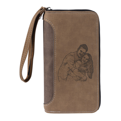 Cartera, billetera con cierre personalizada con 1 foto y 1 texto monedero para hombre-Jessemade ES