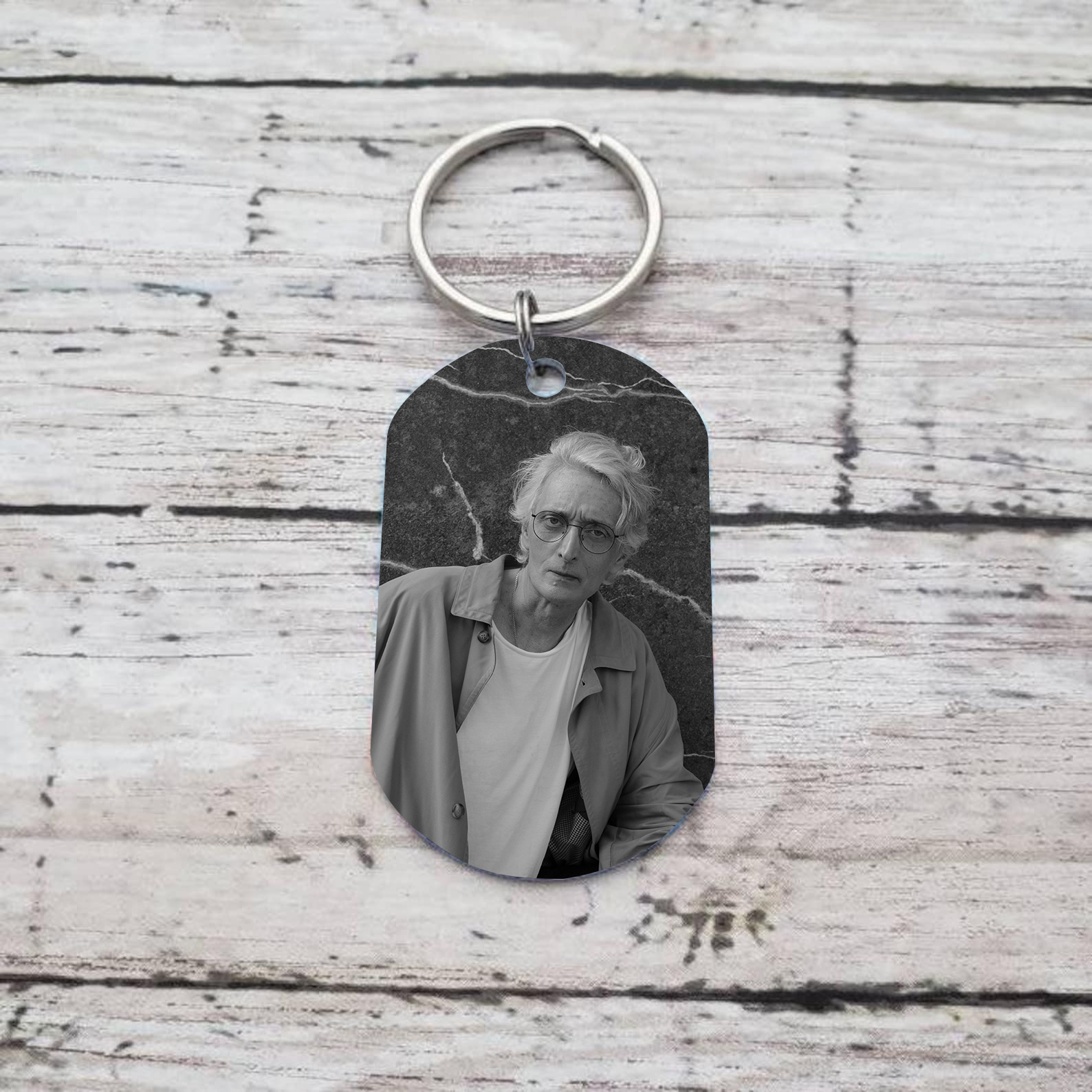 Llavero conmemorativo a un ser querido personalizado con foto, nombre y años-Jessemade ES