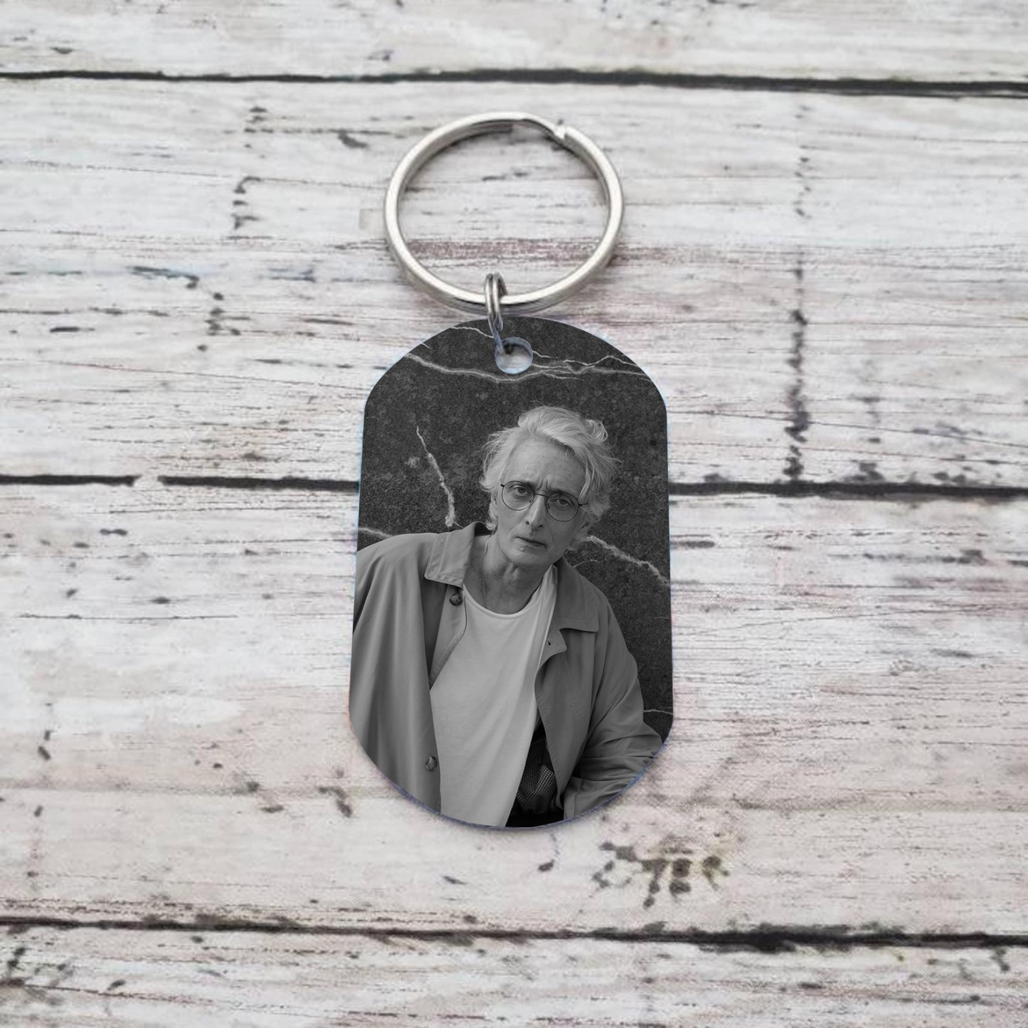 Llavero conmemorativo a un ser querido personalizado con foto, nombre y años-Jessemade ES