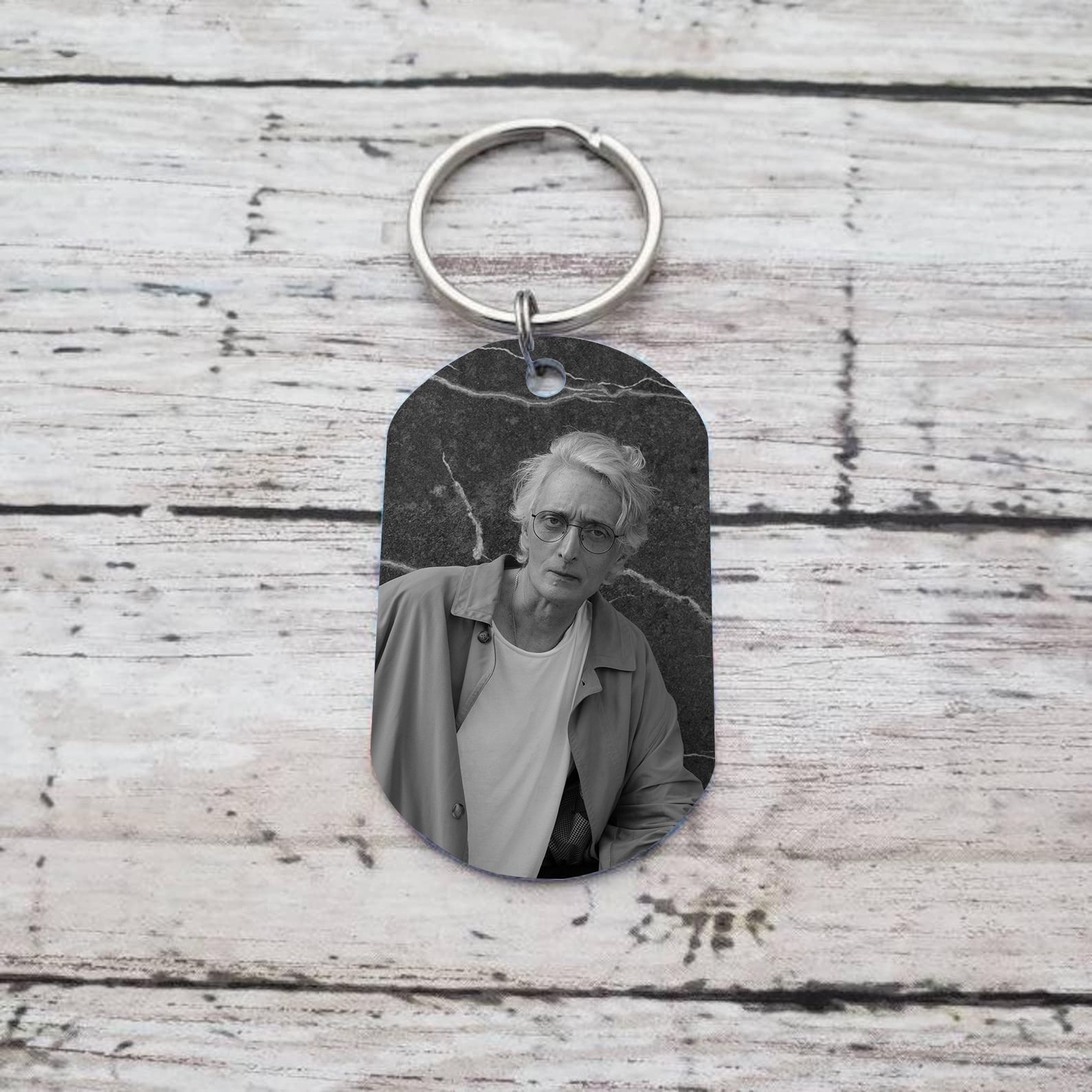 Llavero conmemorativo a un ser querido personalizado con foto, nombre y años-Jessemade ES