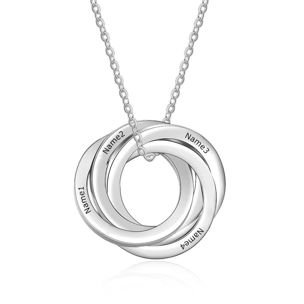 Collar de aros rusos personalizado con 4 nombres-Jessemade ES