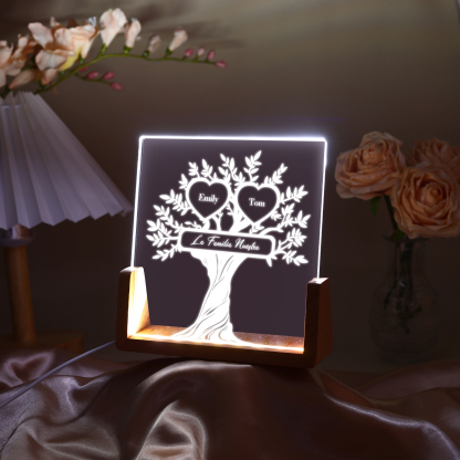 A mi mamá/abuela-Lámpara Personalizada con 2-8 Nombres y Texto "árbol de la vida" 3D Ilusión Luz de Noche-Jessemade ES