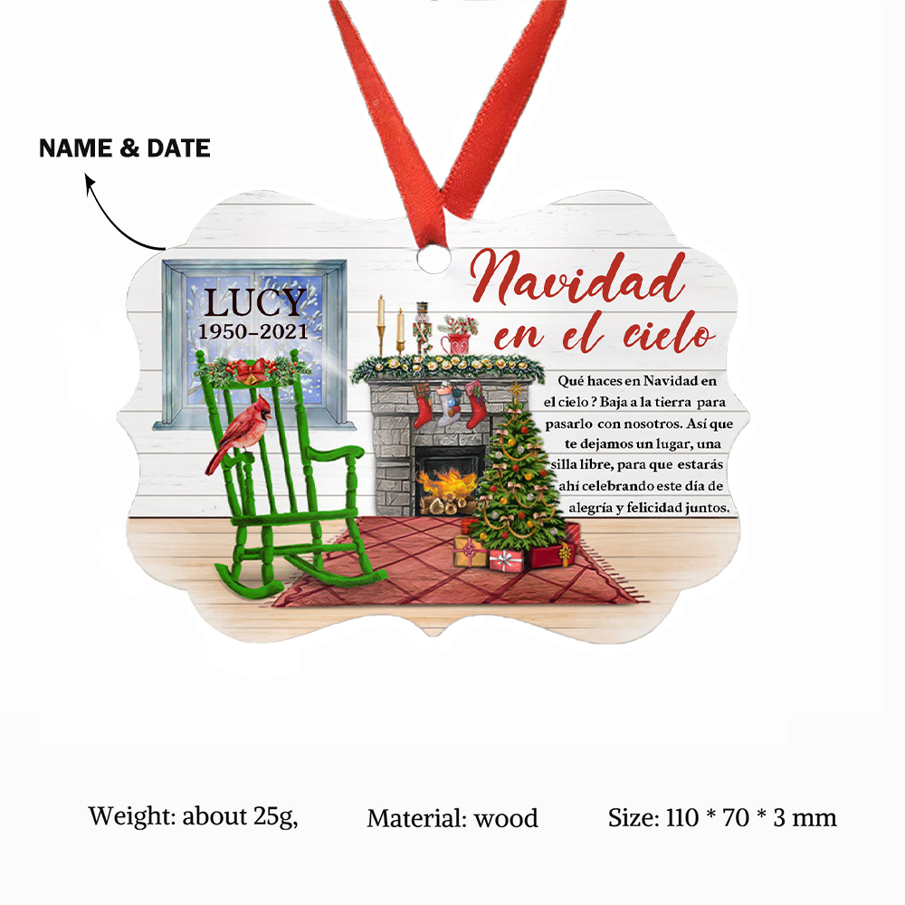 Navidad-Ornamento navideño navidad en el cielo 1 nombre y un texto personalizados Adorno de madera