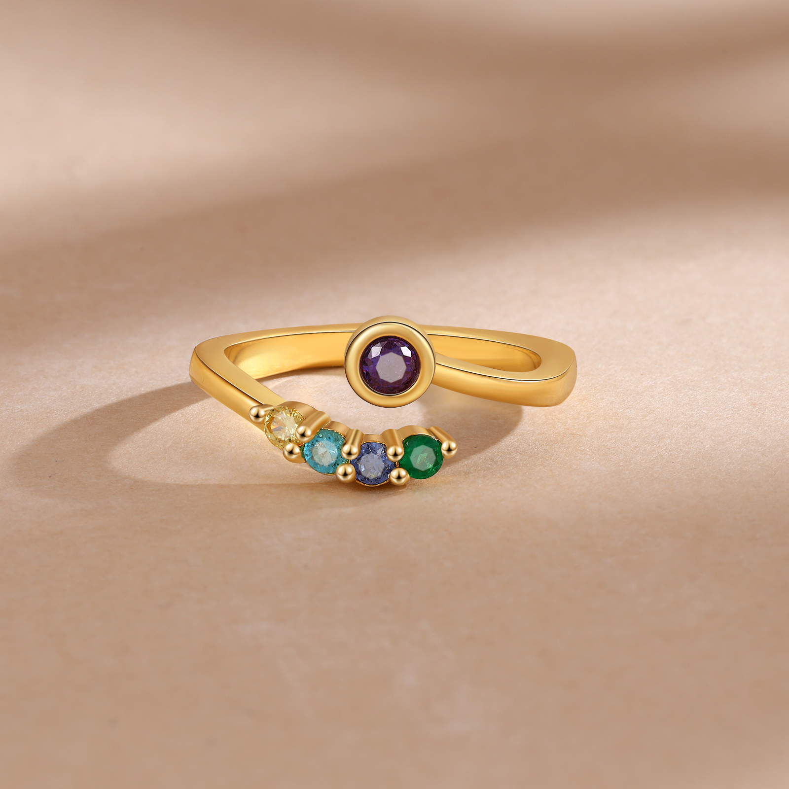 Anillo personalizado con 2-5 piedras de nacimiento anillo ajustable-Jessemade ES