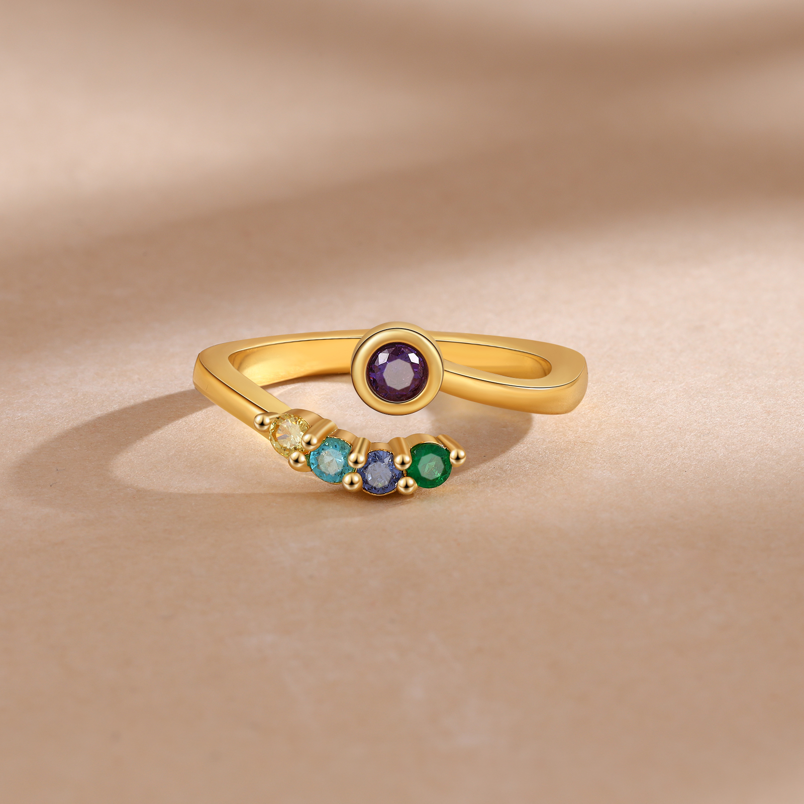 Anillo personalizado con 2-5 piedras de nacimiento anillo ajustable-Jessemade ES