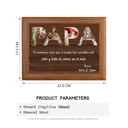 A mi papá - Marco de madera 1 texto y 4 fotos personalizados-Jessemade ES