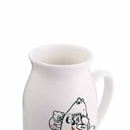 Florero de cerámica mamaosa y sus bebés 2-8 nombres personalizados con texto decoración del hogar-Jessemade ES