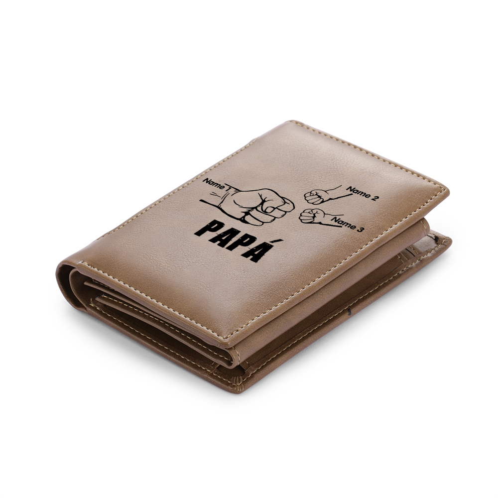 A mi papá-Cartera 2-5 nombres y texto personalizados billetera clásica puño a puño -Jessemade ES