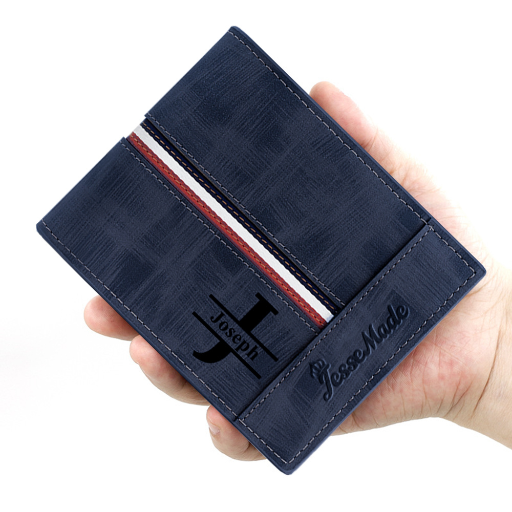 Cartera, billetera personalizada con 1 foto, 1 nombre y 1 letra monedero para hombre-Jessemade ES
