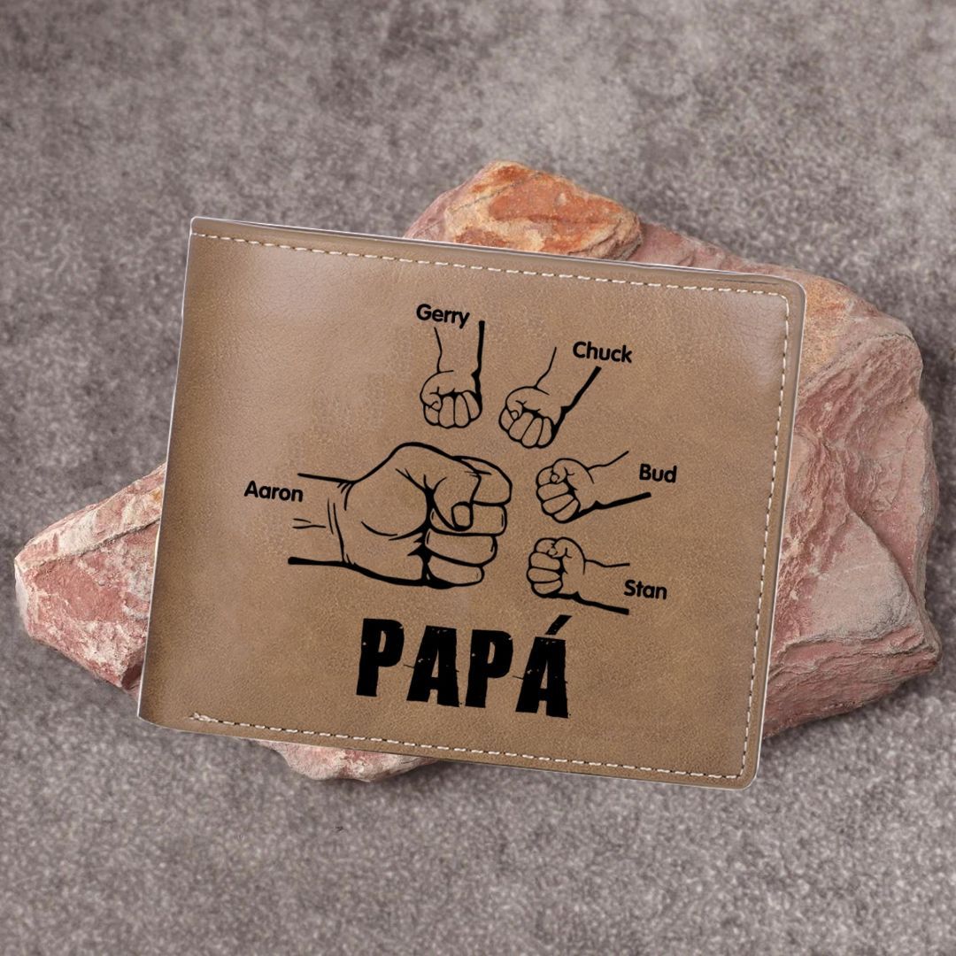 A mi papá-Cartera 2-5 nombres y foto personalizados billetera clásica puño a puño -Jessemade ES