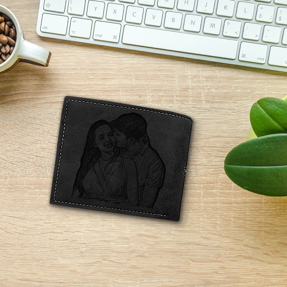 Cartera, billetera personalizada con 1 foto, 1 nombre y 1 letra monedero para hombre-Jessemade ES
