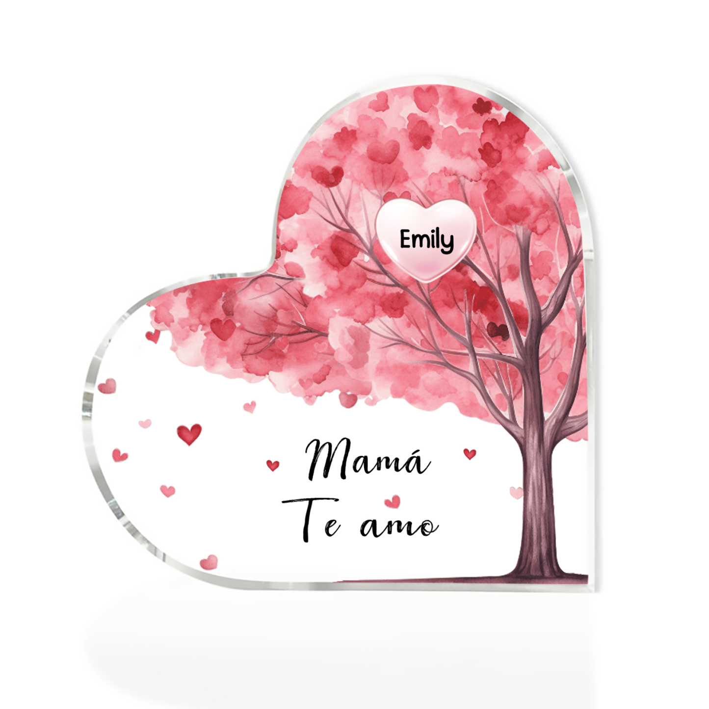 A mi mamá/abuela-Placa de acrílico "Árbol" en forma de corazón 1 nombre y 1 texto personalizados-Jessemade ES