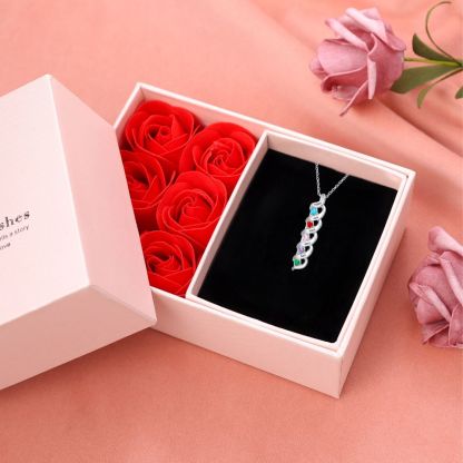 Collar DNA con 5 Nombres Personalizados 5 Piedras de Nacimiento-Jessemade ES