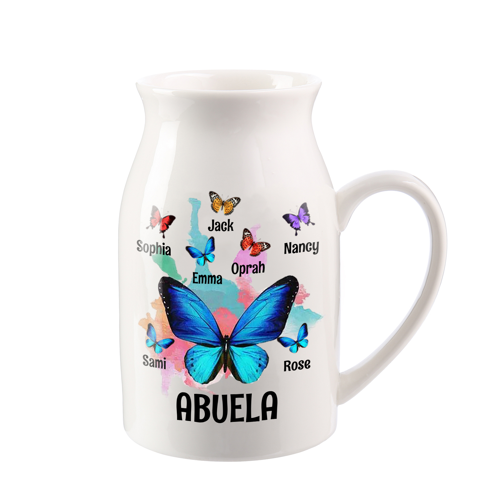 Florero de cerámica mariposas 2-8 nombres personalizados con texto decoración del hogar-Jessemade ES
