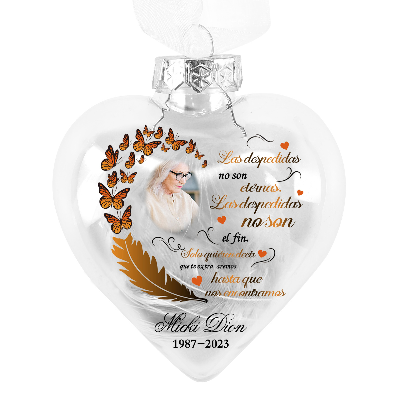 Bola navideña conmemorativa Adorno de Navidad 1 nombre, 1 foto y años personalizados con pluma -Jessemade ES