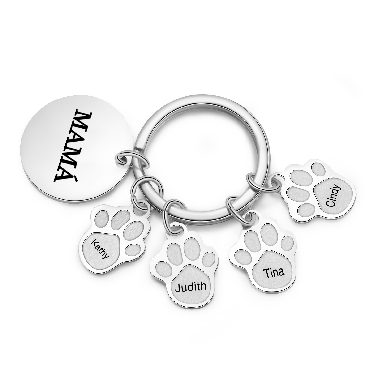 A mi familia - Llavero con 4 nombres personalizados en patas con texto-Jessemade ES