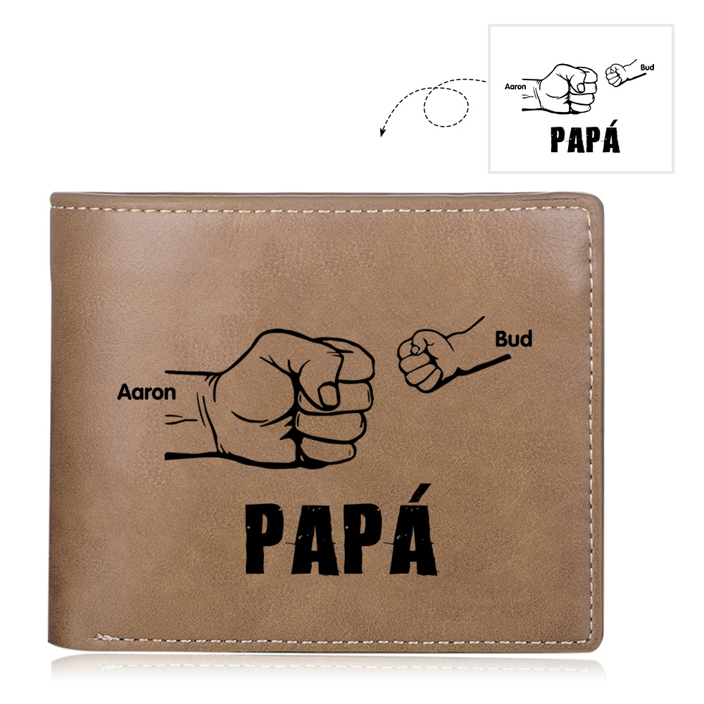 A mi papá-Cartera 2-5 nombres y foto personalizados billetera clásica puño a puño -Jessemade ES