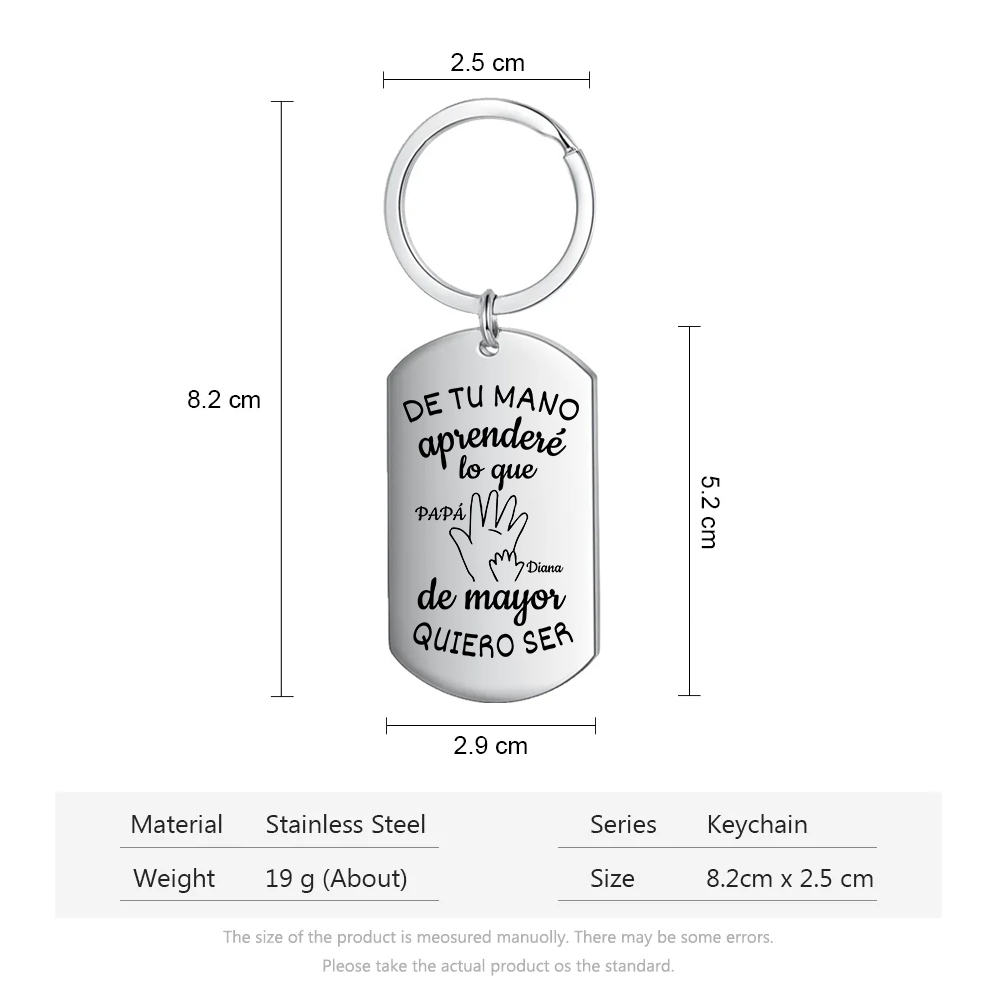 A mi papá-Llavero Personalizado DE TU MANO APRENDERÉ... 2 Nombres-Jessemade ES