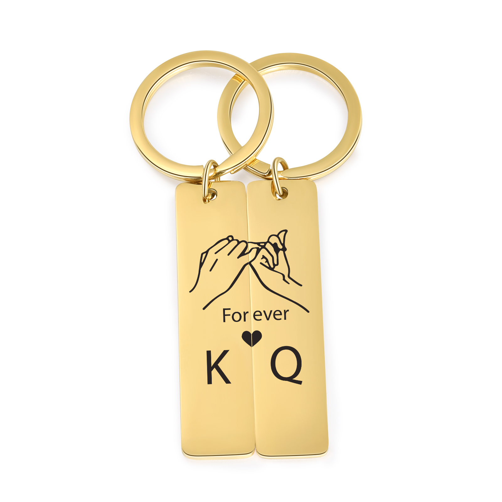 Con caja Navidad - Llavero para pareja dedos cogidos 2 letras en personalizar-Jessemade ES