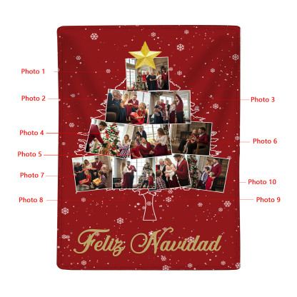 Manta de buen calidad de Navidad personalizada con 10 fotos-Jessemade ES