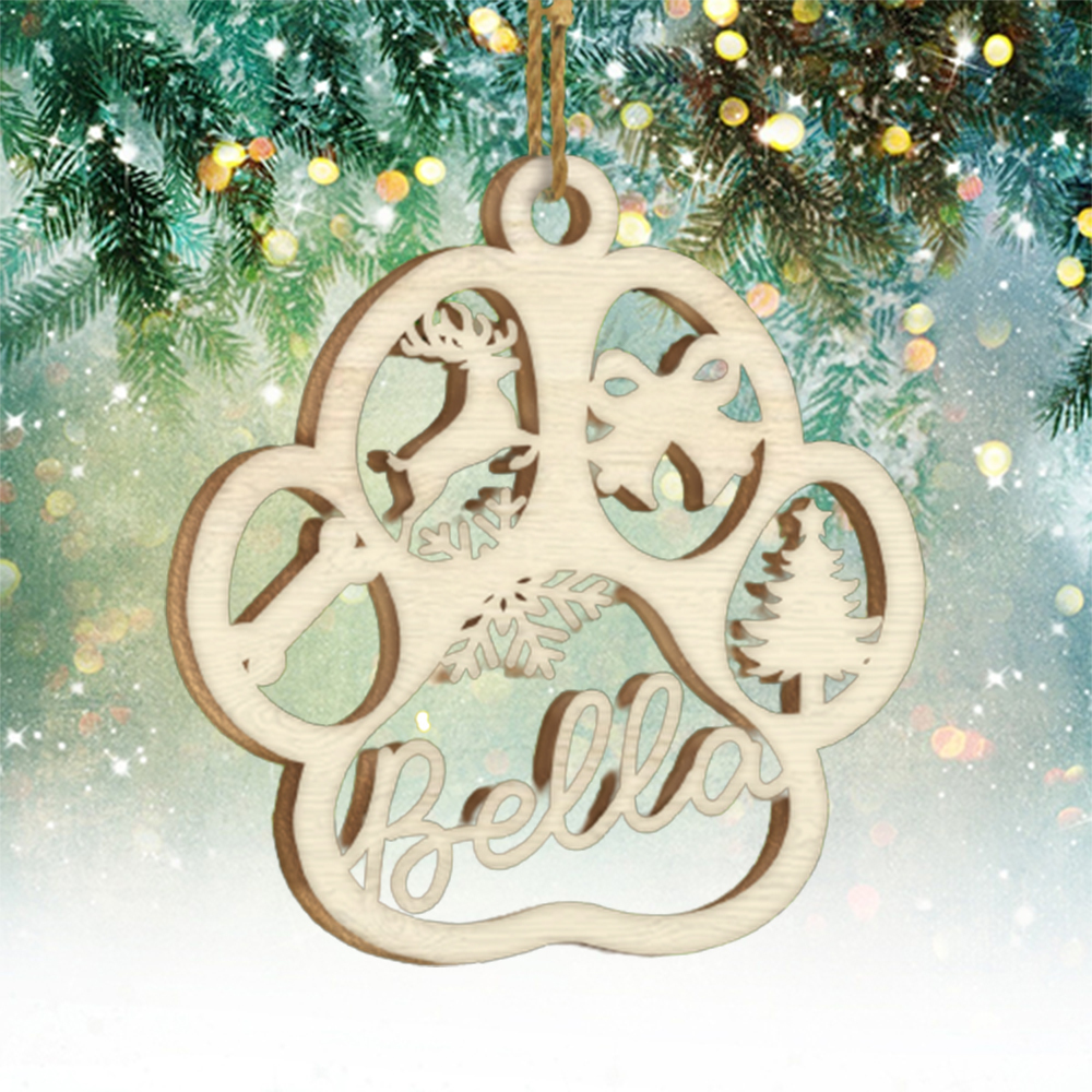 Navidad-Ornamento navideño de patas de perros y gatos 1 nombre personalizado