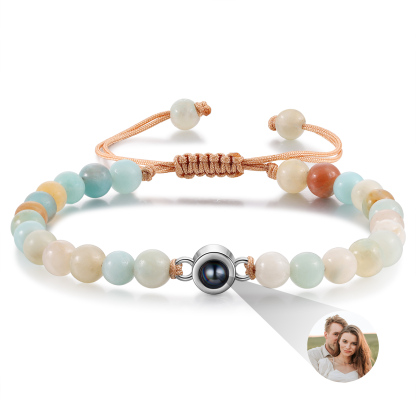 Pulsera de perlas de cristal con proyección de foto en color-Jessemade ES