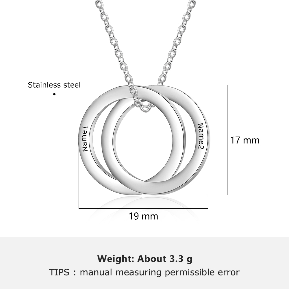 Collar de aros rusos personalizado con 2 nombres-Jessemade ES