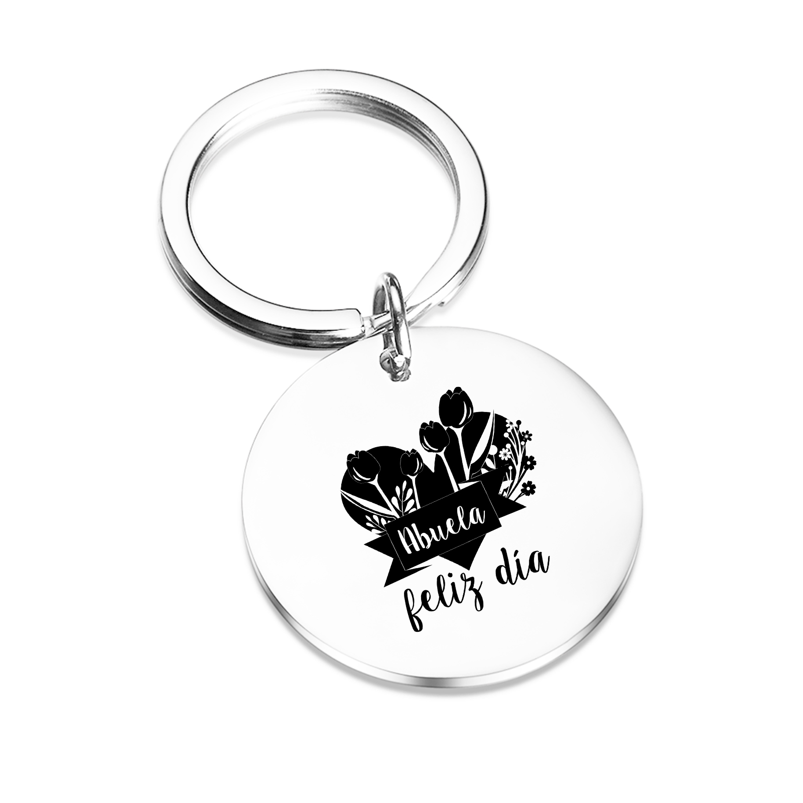 A mi abuela - Llavero de placa redonda "Abuela feliz día"