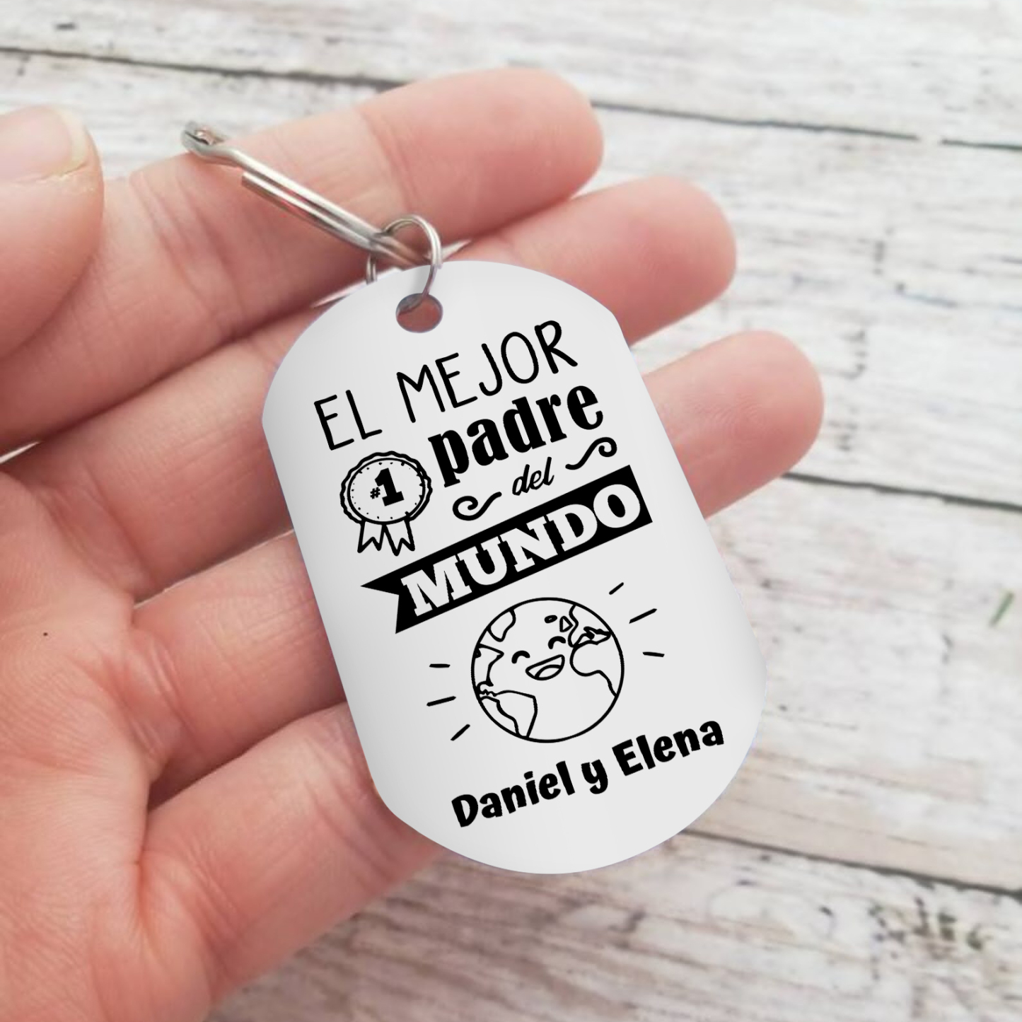 A mi papá-Llavero Personalizado EL MEJOR PADRE 1 Texto -Jessemade ES