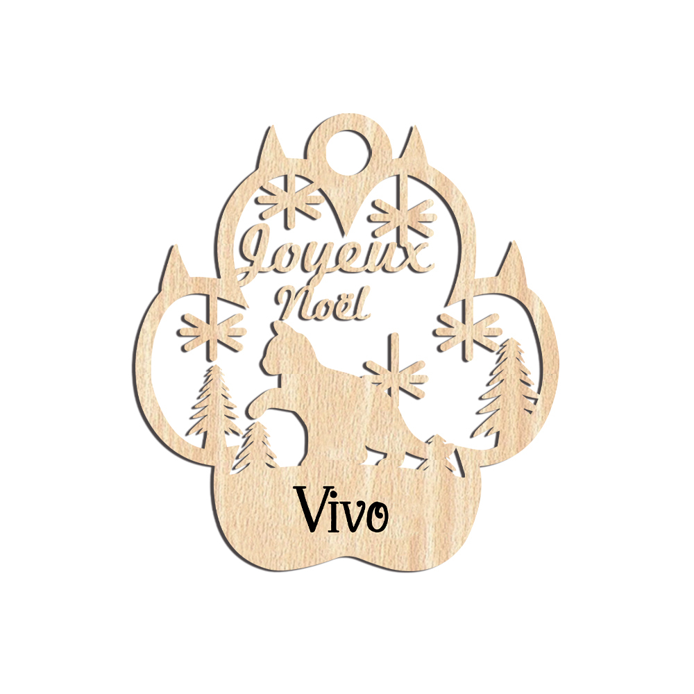 Navidad-Ornamento navideño de pata de gato con 1 nombre personalizado