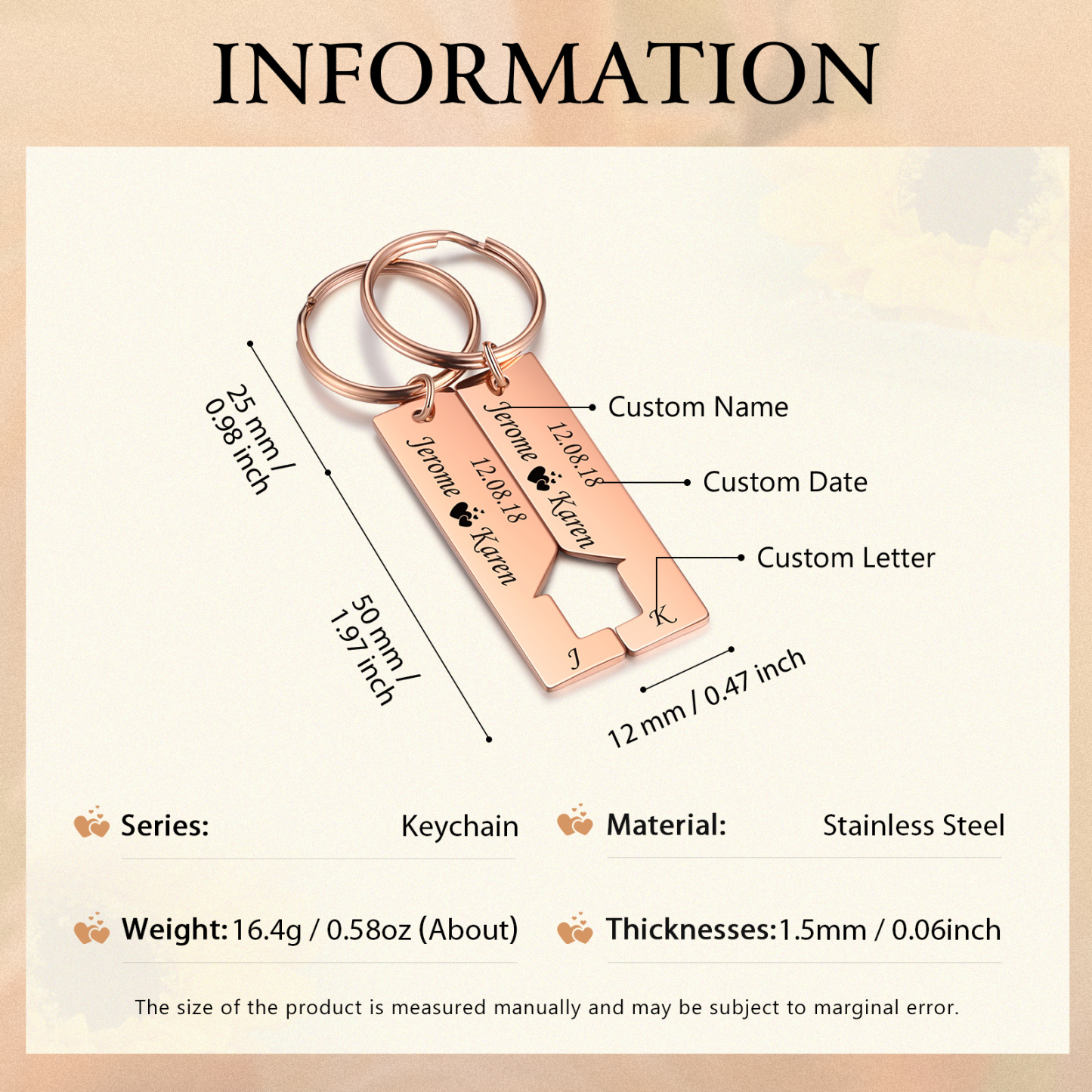 A mi querido-Llavero con casa encajada para pareja 2 nombres, 2 letras personalizadas con fecha-Jessemade ES
