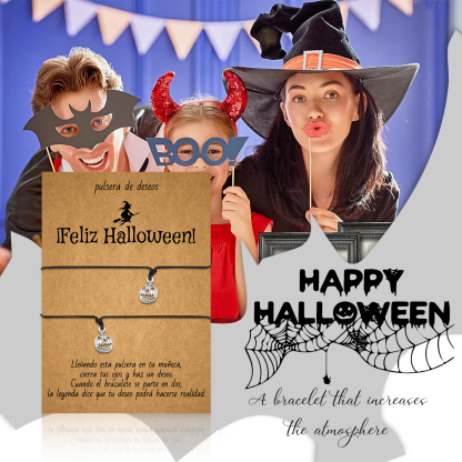 Pulsera de deseos-Unidad de 2 pulseras de calabaza🎃 ¡Feliz Halloween!-Jessemade ES