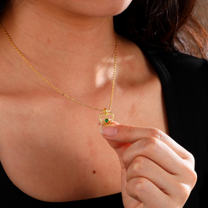 Collar de corazón con 1 piedra de nacimiento personalizada-Jessemade ES