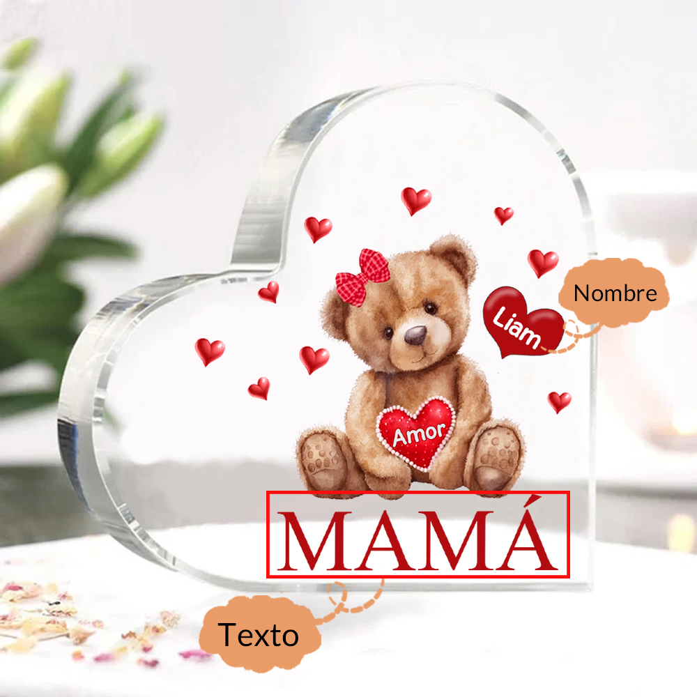 A mi mamá/abuela-Placa de acrílico "Nosotros" en forma de corazón 1 nombre y 1 texto personalizados-Jessemade ES