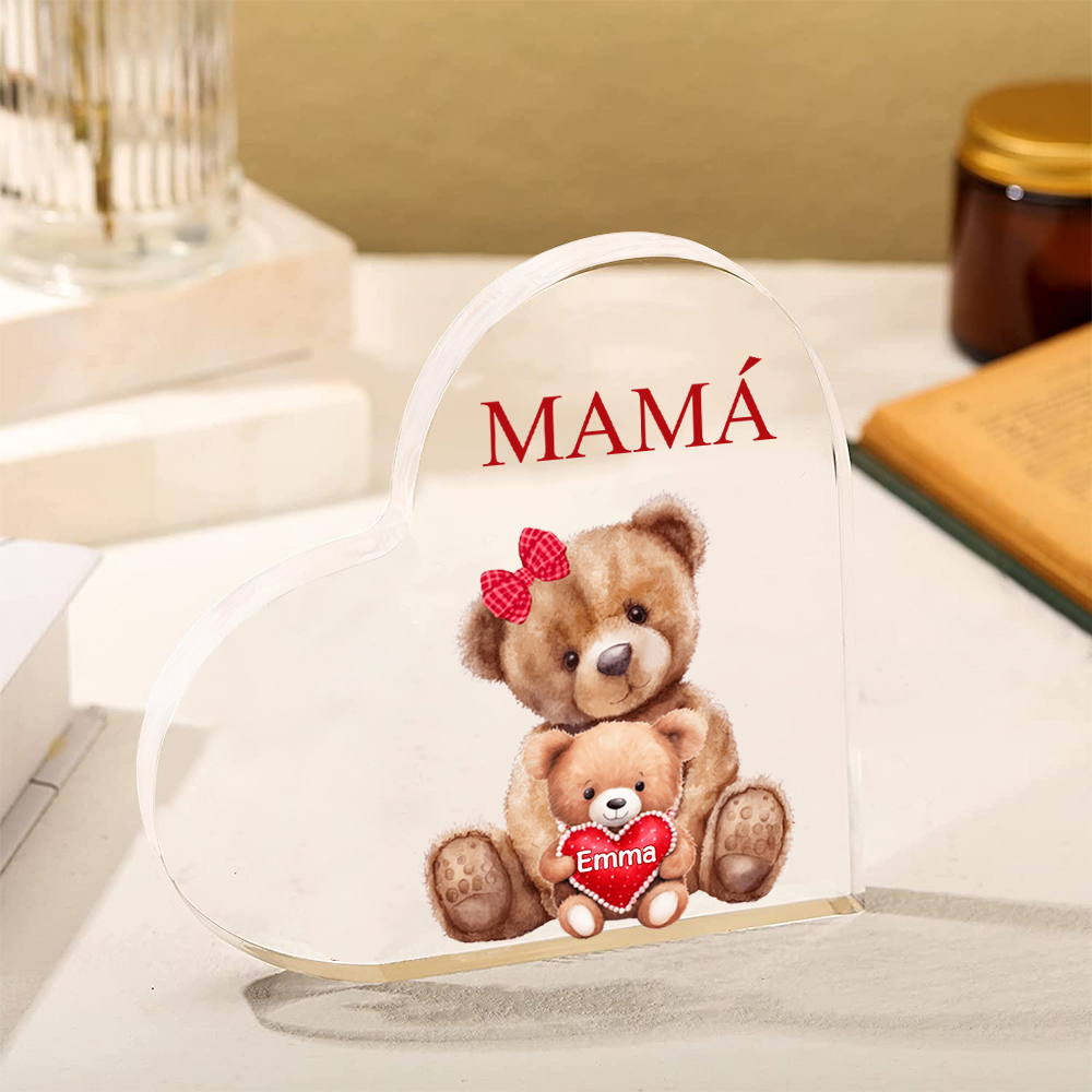 A mi mamá/abuela-Placa de acrílico "Nosotros" en forma de corazón 1 nombre y 1 texto personalizados-Jessemade ES