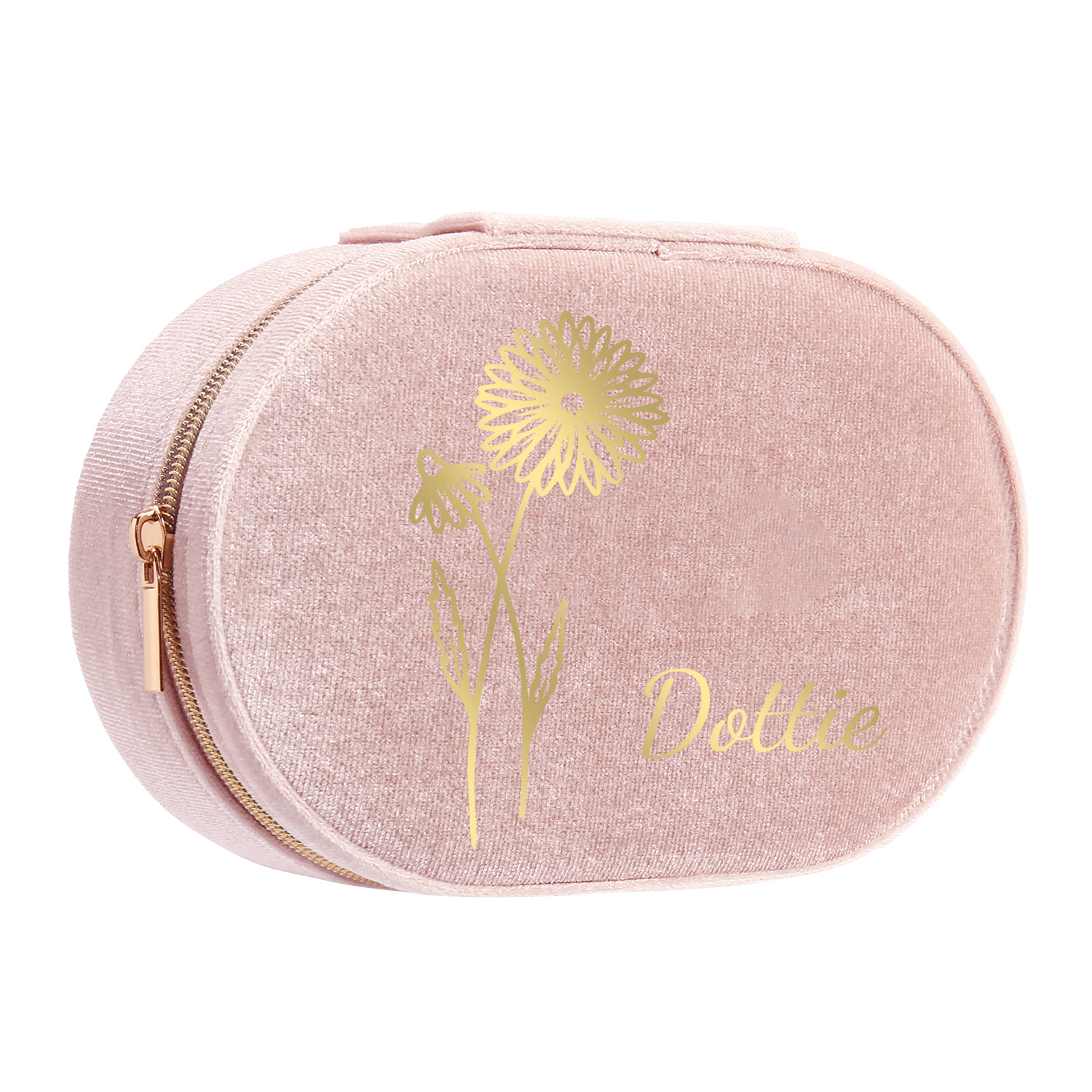 Caja de regalo para joya personalizada con nombre y flor de nacimiento-Jessemade ES
