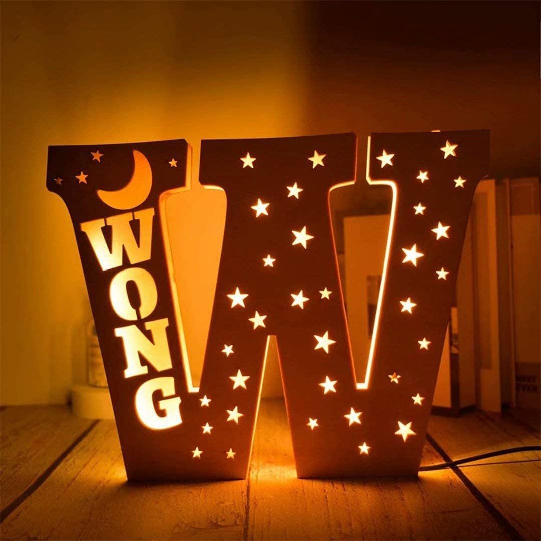 Lámpara 3D Ilusión Luz de Noche LED 26 Letras con 1 nombre personalizado-Jessemade ES
