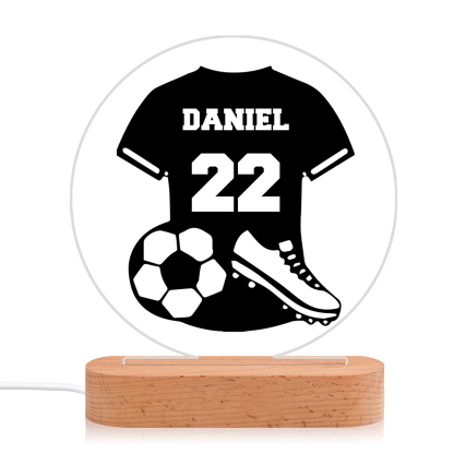 Lámpara Ilusión 3D Luz de Noche LED Fútbol con Nombre y Número Personalizados-Jessemade ES