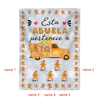 A mi abuela-Manta de buen calidad de Navidad hombres de jengibre personalizada con 5 nombres-Jessemade ES