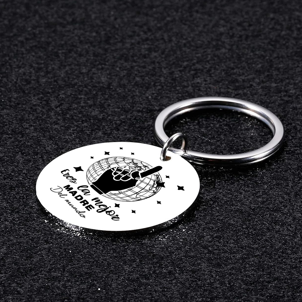 A mi mamá - Llavero de placa redonda "la mejor mamá del mundo"-Jessemade ES