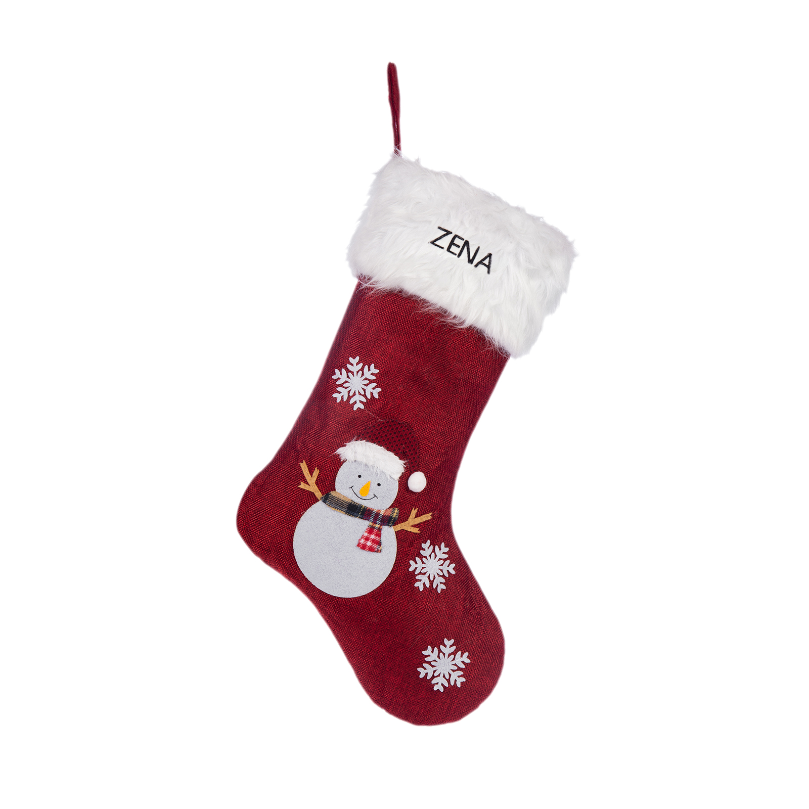 Adornos de medias navideñas con muñeco Bolsa de regalo 1 Nombre personalizado-Jessemade ES