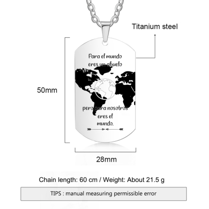 A MI ABUELO-Collar mapa del mundo de placa-Jessemade ES
